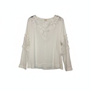 Pol Elegant White Lace Women's Top, Size Medium